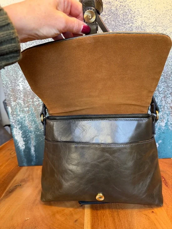 Patricia Nash Quiet Luxury Leather Crossbody Bag Olive Green + Coin Purse (VGUC) - Picture 11 of 17